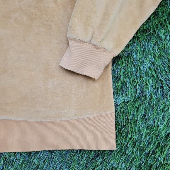 Vintage 80s MOD Velour 1/4 Zip Sweater Womens XL 23x23 Boxy - Picture 10 of 10